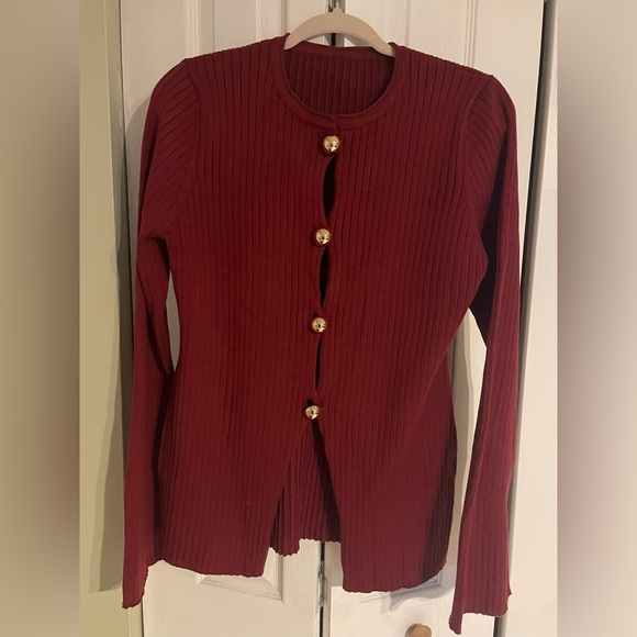Commense Red Cardigan with Gold Buttons - Picture 1 of 1